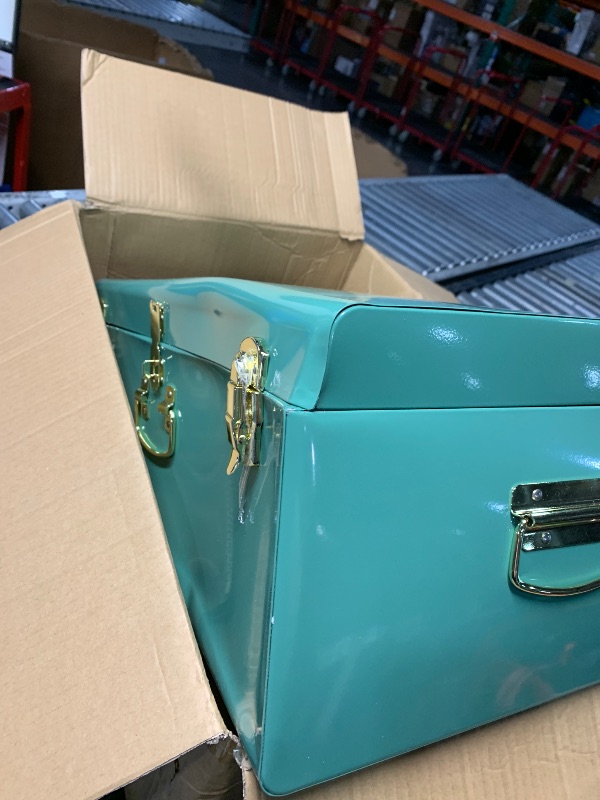 Photo 1 of ***MAJOR DAMAGED - SEE NOTES/PICTURES***
Vixdonos Decorative Large Metal Box Storage Trunk Chest Set of 2 College Dorm Organizer with Hardware Hasps and Handle for Home Deocr,23.7X14.2X9.5 Inches