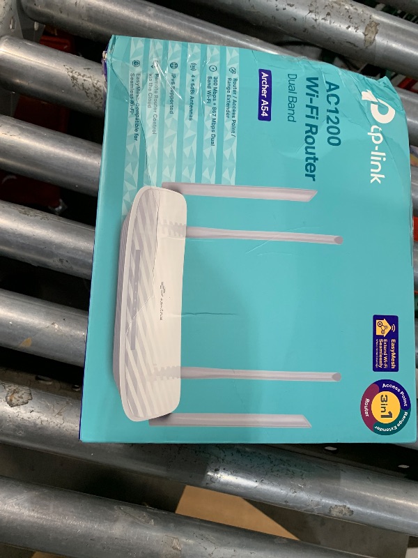 Photo 1 of ***MINOR DAMAGED - SEE NOTES/PICTURES***
TP-Link AC1200 WiFi Router (Archer A54) - Dual Band Wireless Internet Router, 4 x 10/100 Mbps Fast Ethernet Ports, EasyMesh Compatible, Support Guest WiFi, Access Point Mode, IPv6 & Parental Controls