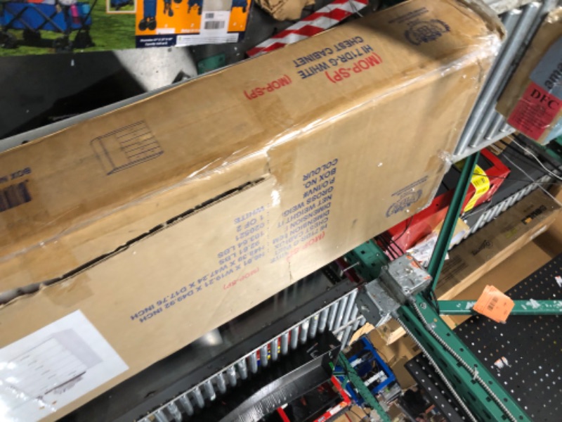 Photo 1 of (small crack)
Hodedah 7 Drawer Jumbo Chest, Five Large Drawers, Two Smaller Drawers with Two Lock, Hanging Rod, and Three Shelves | Chocolate