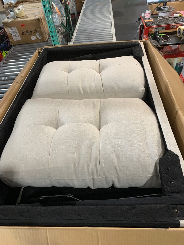 Photo 1 of ***PARTIAL SET***BOX 1 OF 3******TRUCK/TRAILER PICKUP ONLY***
Yafylly L-Shaped Sofa with Storage and Pull-Out Bed, Convertible Futon Chaise Lounge with Ports, Recliner for Living Room, Bedroom, Apartment, Office, Beige