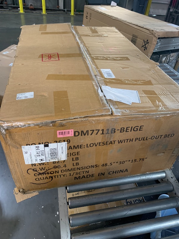 Photo 1 of ***PARTIAL SET***BOX 1 OF 3******TRUCK/TRAILER PICKUP ONLY***
Yafylly L-Shaped Sofa with Storage and Pull-Out Bed, Convertible Futon Chaise Lounge with Ports, Recliner for Living Room, Bedroom, Apartment, Office, Beige