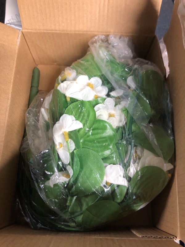 Photo 1 of ***2 of 3***RECUTMS Artificial Hanging Plants Fake Hanging Plant Faux Eucalyptus Leaf Greenery Vine Outdoor UV Resistant Plastic Plants Home Garden Wedding Party Indoor Outdoor Decorations(White)