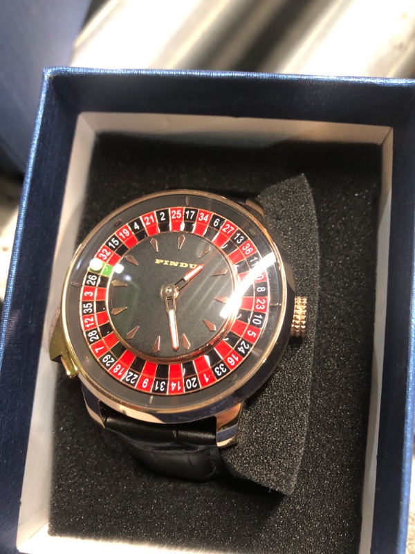 Photo 1 of 1.8 Inches Roulette Wheel Automatic Watches for Men, NH35A Movement Design Button Control, Sapphire Glass Automatically 50M Waterproof Mens Unique American Style Roulette, Mechanical Watch for Game Night (6629-Black)