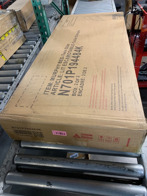 Photo 1 of ***PARTIAL SET***BOX 2 OF 2***
Ball & Cast Horizontal Murphy Bed Twin Size Wall Bed,Folding into Cabinet Hideaway Bedframe w/Metal Frame and Wood Slat Support,Space Saving Furniture for Boy Girl Bedroom,Student,Rustic White