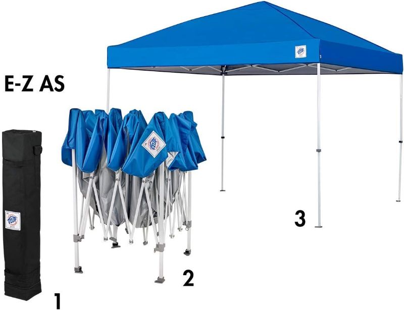 Photo 1 of * USED MISSING PARTS*E-Z UP Regency 10' x 10' Straight Leg Canopy with Side Wall and 4 Weight Bags BLUE