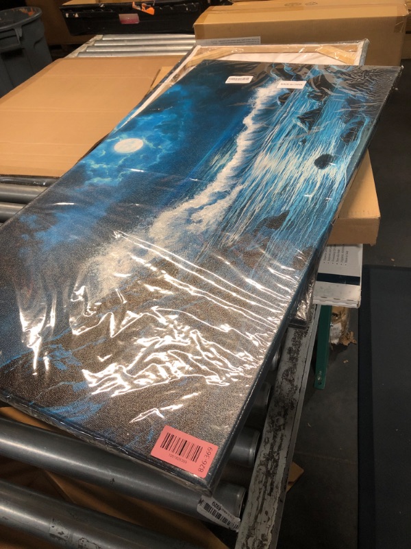 Photo 1 of ***STOCK PHOTO FOR REFERENCE ONLY***Wall Art Moon Sea Ocean Landscape Picture Canvas Wall Art Print Paintings Modern Artwork for Living Room Wall Decor and Home Décor Framed Ready to Hang,1inch Thick Frame, Waterproof Artwork.