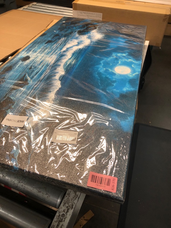 Photo 1 of ***STOCK PHOTO FOR REFERENCE ONLY***Wall Art Moon Sea Ocean Landscape Picture Canvas Wall Art Print Paintings Modern Artwork for Living Room Wall Decor and Home Décor Framed Ready to Hang,1inch Thick Frame, Waterproof Artwork.