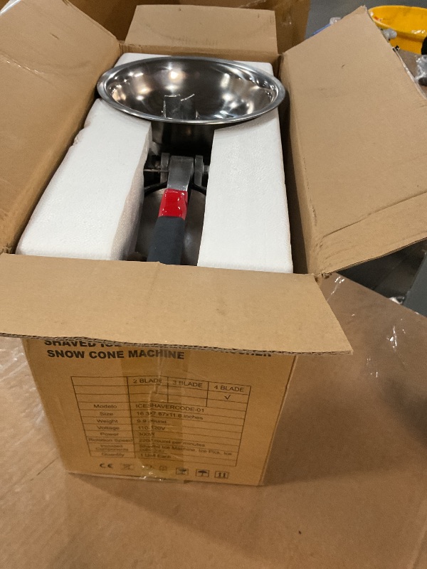 Photo 1 of ** For parts only Damaged ** Reespring Snow Cone Machine Shaved Ice Machine Ice Crusher with Stainless Steel Blade Kitchen Electric for Shaved Ice and Snow Cone (300W 2000r/min) Also Comes with a Free Ice Pick and Ice Cube Tray