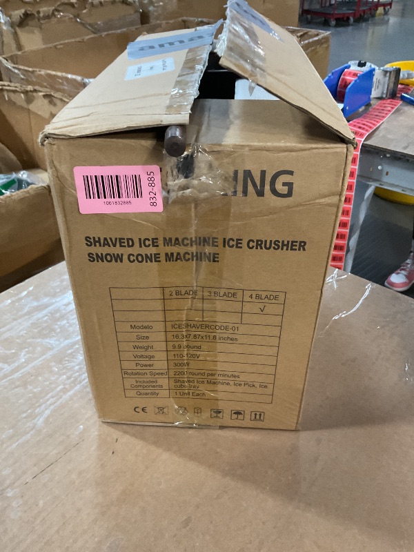 Photo 1 of ** For parts only Damaged ** Reespring Snow Cone Machine Shaved Ice Machine Ice Crusher with Stainless Steel Blade Kitchen Electric for Shaved Ice and Snow Cone (300W 2000r/min) Also Comes with a Free Ice Pick and Ice Cube Tray