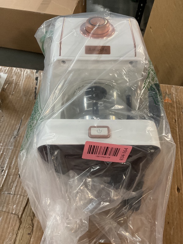 Photo 1 of ***(HEAVILY USED/ MINOR DAMAGE)***Amaste Retro Style Coffee Machine with 25 Oz Glass Coffee Pot, Reusable Coffee Filter & Three Brewing Modes, 30minute-warm-keeping, Elegant White with Rose Gold