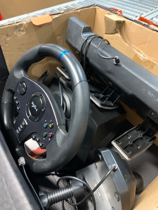 Photo 1 of (used)(steering wheel not functional)(sold for parts only) PXN V9 Gaming Steering Wheel, 270/900 Degree with Pedals and Shifter for Xbox One, Xbox Series S/X,PC, PS4, PS3, Switch