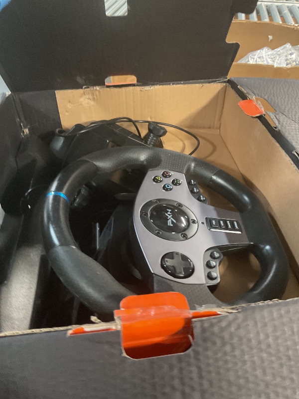 Photo 1 of (used)(steering wheel not functional)(sold for parts only) PXN V9 Gaming Steering Wheel, 270/900 Degree with Pedals and Shifter for Xbox One, Xbox Series S/X,PC, PS4, PS3, Switch