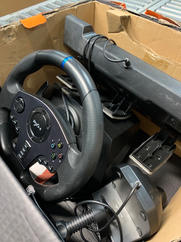 Photo 1 of (used)(steering wheel not functional)(sold for parts only) PXN V9 Gaming Steering Wheel, 270/900 Degree with Pedals and Shifter for Xbox One, Xbox Series S/X,PC, PS4, PS3, Switch