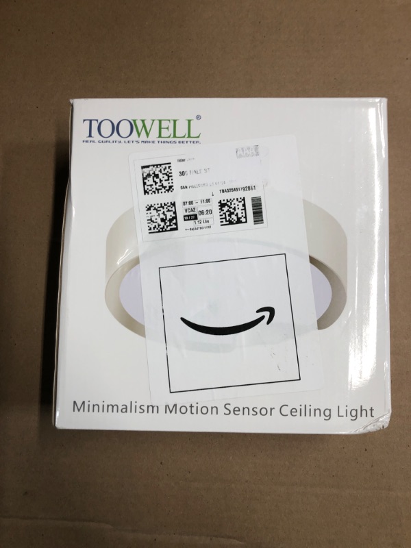 Photo 1 of TOOWELL Motion Sensor Ceiling Light Battery Operated Indoor/Outdoor LED Ceiling Lights for Closet Hallway Pantry Laundry Stairs Garage Bathroom Shower Porch Shed Wall 400LM Motion Activated Light
