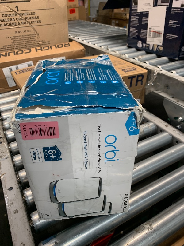 Photo 1 of NETGEAR Orbi Whole Home Tri-Band WiFi 6 Mesh Network System (RBK853) – Router with 2 Satellite Extenders, Security Features, Coverage Up to 7,500 Square Feet, 100 Devices, AX6000 (Up to 6Gbps)
