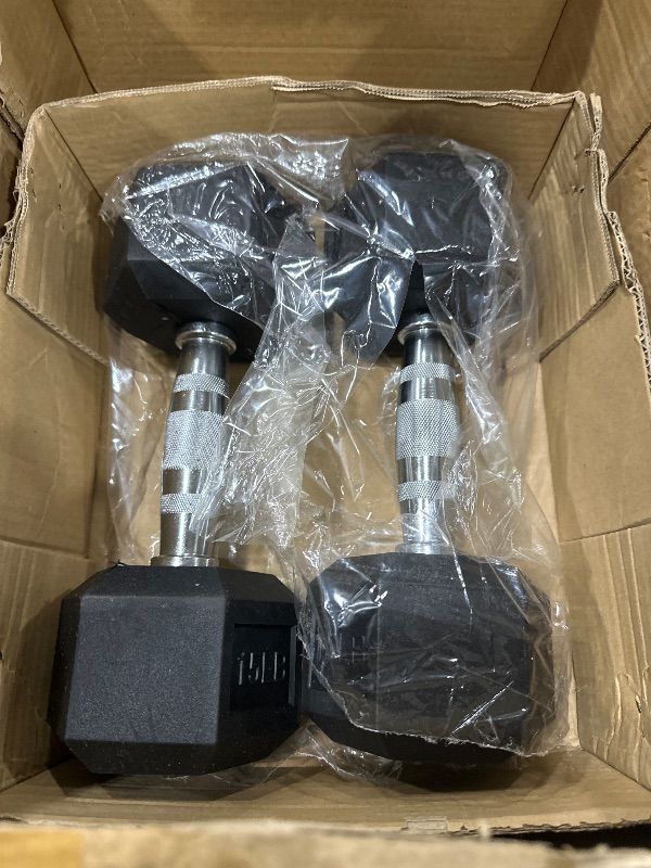 Photo 1 of *** PARTIAL SET *** Fitvids Rubber Coated Hex Dumbbell Weight Set and Storage Rack, 100LB Set or 150LB Set, 5-20 lbs Pairs or 5-25 lbs Pairs