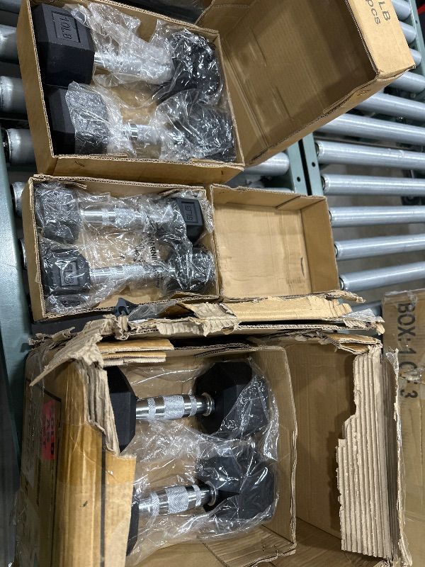 Photo 1 of *** PARTIAL SET *** Fitvids Rubber Coated Hex Dumbbell Weight Set and Storage Rack, 100LB Set or 150LB Set, 5-20 lbs Pairs or 5-25 lbs Pairs