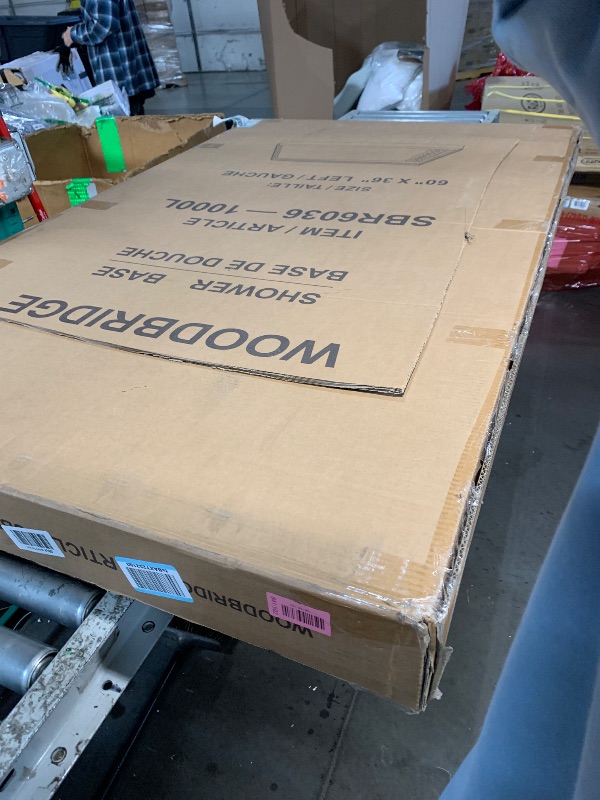 Photo 1 of ***TRUCK/TRAILER PICKUP ONLY***WOODBRIDGE 60"L x 36"W x 4"H Shower Base,Left Drain,Non-Slip Single Threshold Shower Pan, Solid Surface with Brushed Nickel Linear Drain Cover