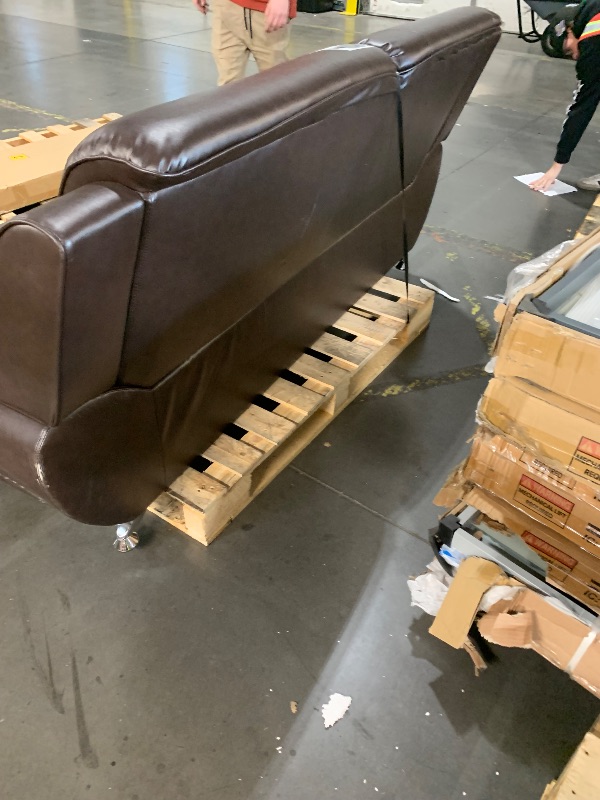 Photo 1 of ***DAMAGED - SEE NOTES/PICTURES***Modern 1-Piece Living Room Set, Faux Leather Sofa Set with Chrome Legs, Brown (S)