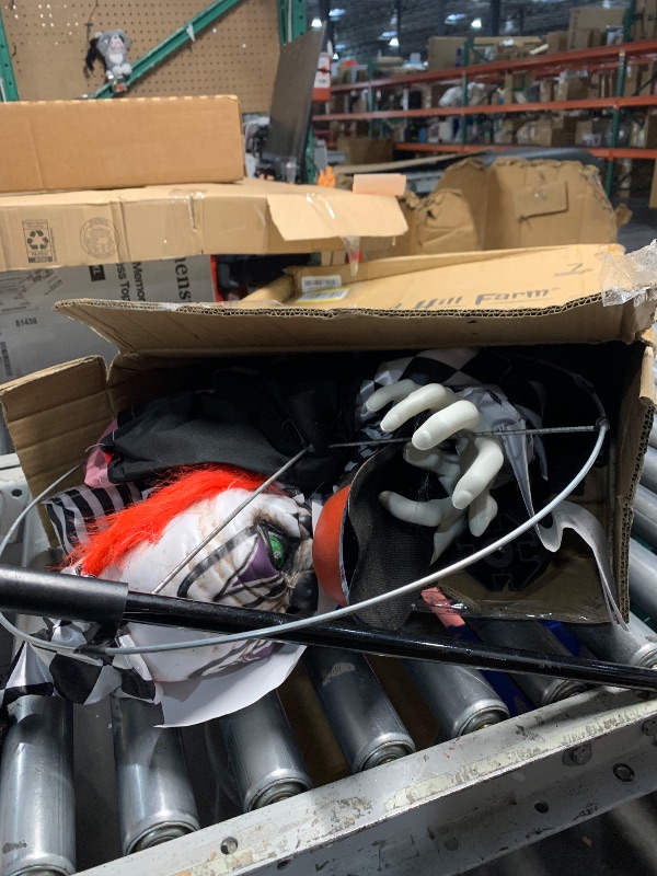 Photo 1 of ***STOCK PHOTO FOR
REFERENCE ONLY***HollyHOME Halloween Animated Hanging Clown with Glowing Eyes Creepy Sound and Shaking Body Halloween Decorations Outdoor Scary Haunted House Outdoor Prop Decor 60'' Black