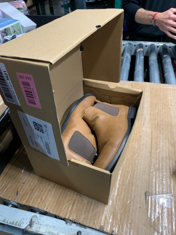 Photo 1 of (see all images) (size 9) Mens Chelsea Boot Slip On Pointed Toe Stacked Low Heel Faux Suede Casual Dress Boot