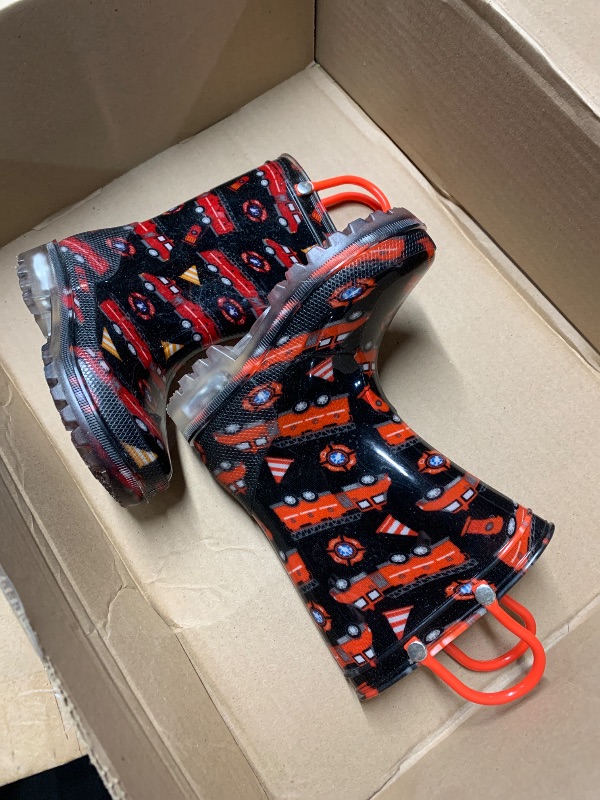 Photo 1 of (childrens 7) GAWBAW Toddler Rain Boots Kids With Glitter Light up Rain Boots With Easy-on Handles Waterproof For Boys and Girls