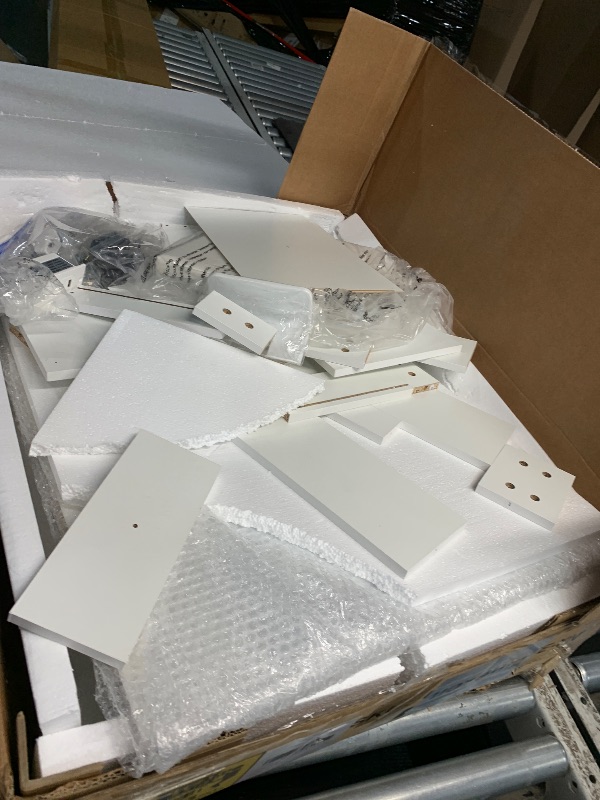 Photo 1 of (missing pieces) COMHOMA Makeup Vanity Desk with Mirror and Lights, Vanity Table and Chair Set with 4 Drawers and Charging Station