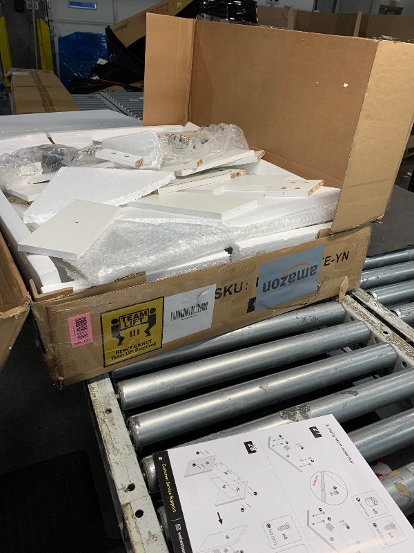 Photo 1 of (missing pieces) COMHOMA Makeup Vanity Desk with Mirror and Lights, Vanity Table and Chair Set with 4 Drawers and Charging Station