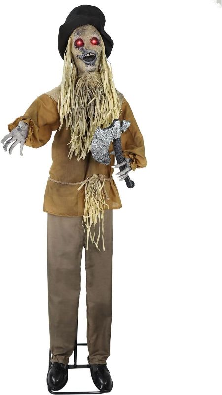 Photo 1 of ***(PARTS ONLY/ MISSING PARTS/ NON FUNCTIONAL)***Haunted Hill Farm Lifesize 5.8 Ft Animatronic Haunted Scarecrow with Lights and Sound, Indoor/Covered Outdoor Halloween Decoration