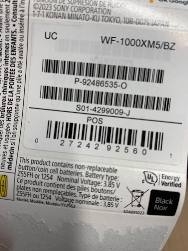 Photo 1 of ***PARTIAL SET, MISSING ONE EARBUD - PRICE ADJUSTED*** Sony WF-1000XM5 The Best Truly Wireless Bluetooth Noise Canceling Earbuds & in-Ear Headphones with Alexa Built-in, Black