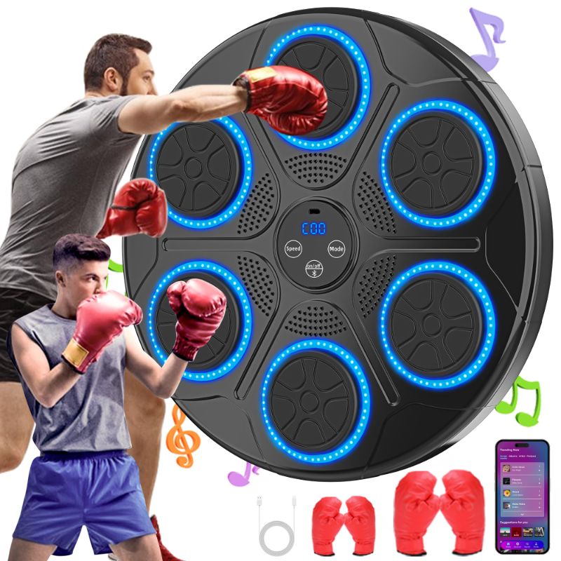 Photo 1 of ***(PARTS ONLY/ NON FUNCTIONAL)***Music Punching Machine Boxing for Kids/Adults, 9 Modes & 9 Speeds Bluetooth Arcade Machine with Boxing Gloves, Large Size Wall Mounted Punching Boxing Equipment
