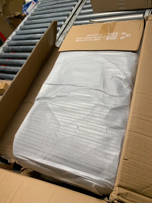 Photo 1 of (missing hardware) SIMPLIHOME Reynolds Small Ottoman Bench - 26 inch Wide Upholstered Vegan Leather Rectangle Ottoman in Distressed Chestnut Brown