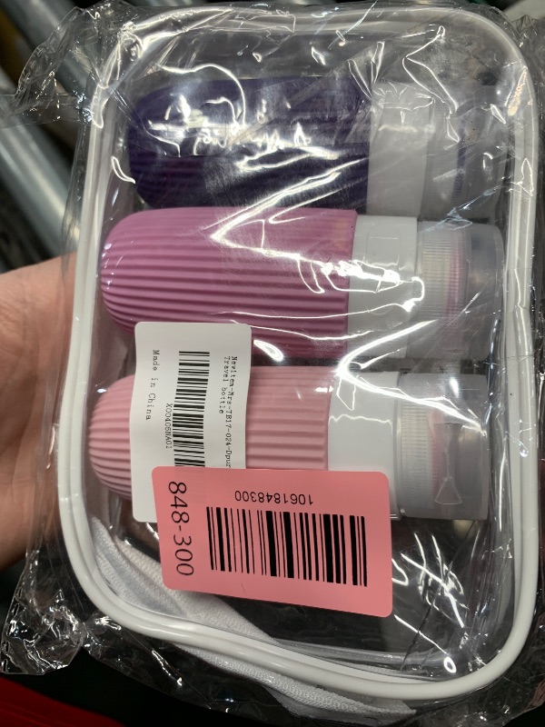 Photo 1 of ***PARTIAL SET (3/4) - PRICE ADJUSTED*** Mrsdry Travel Bottles for Toiletries, Tsa Approved 2oz Travel Bottles, BPA Free Leak Proof Travel Size Toiletry Containers, Refillable Travel Accessories with Toiletry Bag for Shampoo Liquid (4 Pack)