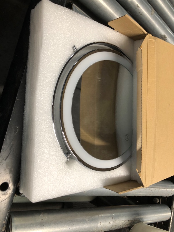 Photo 1 of **CHARGING PORT FOR LIGHT IS BROKEN** 9in Makeup Mirror with Lights, 3x/20x 5000mAh Rechargeable Lighted Makeup Mirror with Magnification, 360° Rotate Magnifying Mirror,3 Color,Dimmable up,3800lux,80 LEDs,No Height Adjustment,Silvery