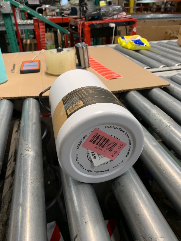 Photo 1 of ***(HEAVILY USED/ MINOR DAMAGE)***Hydraflow Crusader - Triple Wall Vacuum Insulated Water Bottle with Dual Lid (64oz, Powder White) Stainless Steel Metal Thermos, Reusable Leak Proof BPA-FREE for Sports and Travel