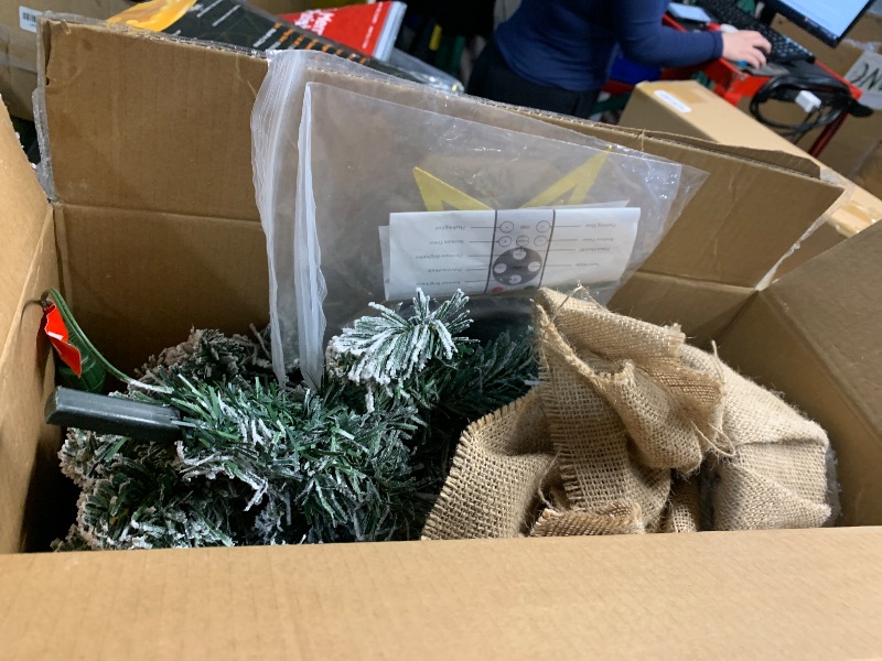 Photo 1 of ***(MAJOR DAMAGE/ BASE IS BROKEN)***3ft Pre- Artificial Small Mini Christmas Tree with Warm White Multi-Color LED Lights, Remote Control and Timer, Perfect for Xmas Tabletop Decorations, Home, Kitchen, Dining Table top Snow