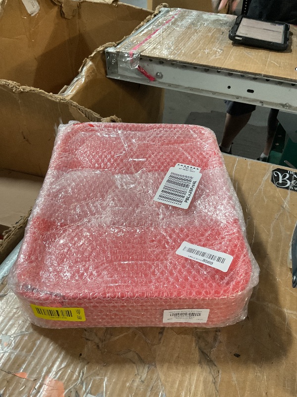 Photo 1 of ***PARTIAL SET, MISSING 2 - PRICE ADJUSTED*** MAHIONG 8 Pack 14x10 Inch Orange Fast Food Tray, Large Rectangular Restaurant Serving Trays, Plastic Cafeteria Trays School Lunch Trays