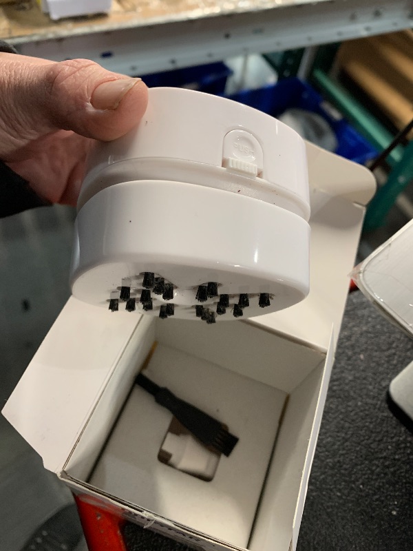 Photo 1 of ***9HEAVILY USED/ MINOR DAMAGE)***ODISTAR Desktop Vacuum Cleaner, Mini Table dust Sweeper Energy Saving,High Endurance up to 90 mins,Cordless&360º Rotatable Design for Keyboard/Home/School/Office(White AA Battery)