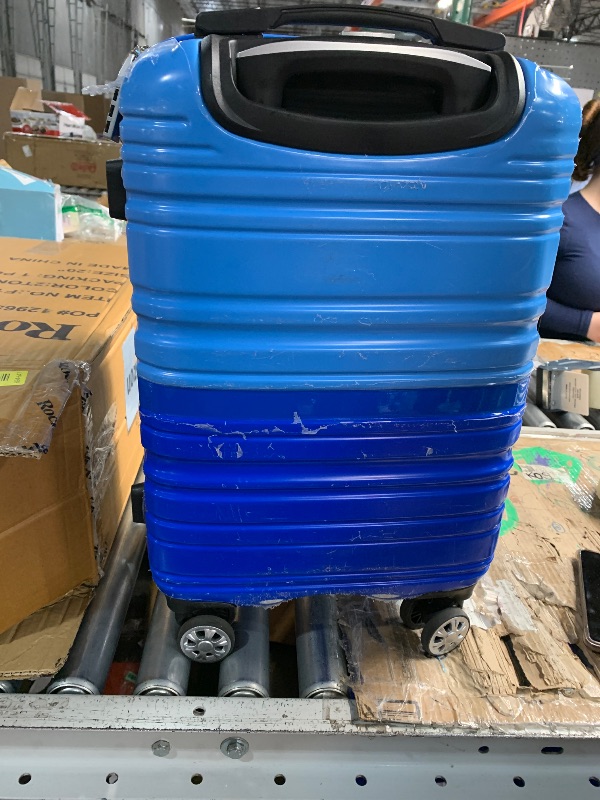 Photo 1 of ***(MAJOR DAMAGE/ SEE NOTES FOR DETAILS)***Rockland Melbourne Hardside Expandable Spinner Wheel Luggage, Two tone blue, Carry-On 20-Inch