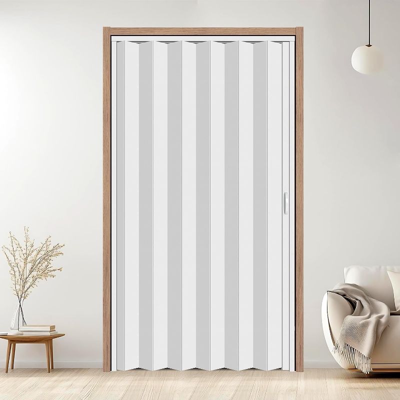 Photo 1 of  PVC Accordion Door Interior,Sliding Folding Doors with Lock,Divider Door with Simple Installation and Hardware,White
