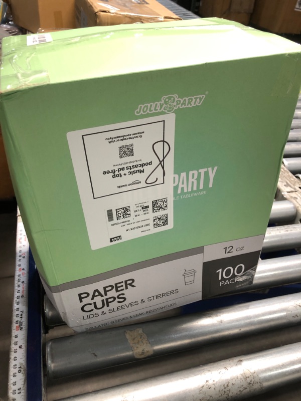 Photo 1 of [100 Pack] 12 oz Paper Coffee Cups, Disposable Paper Coffee Cup with Lids, Sleeves, and Stirrers, Hot/Cold Beverage Drinking Cup for Water, Juice or Tea, Suitable for Home, Shops and Cafes