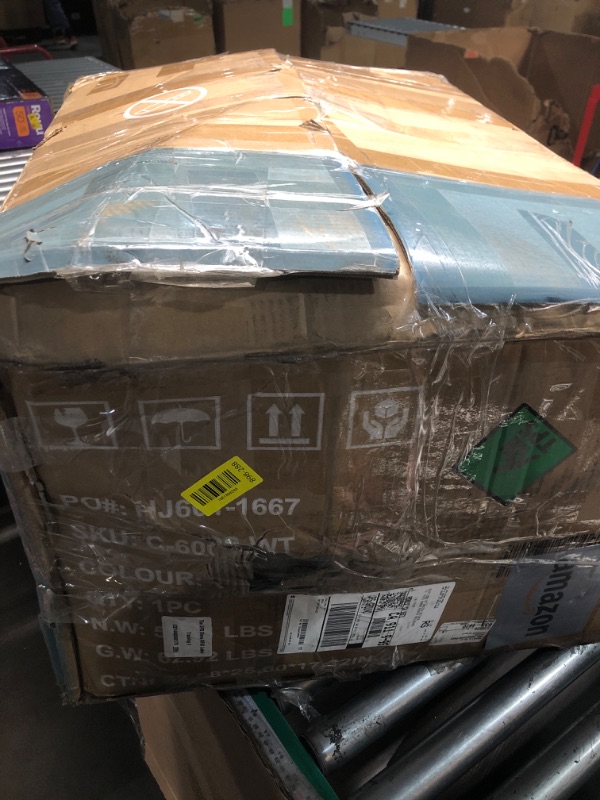 Photo 1 of ***Missing wheels***
**ITEM HAS SOME DAMAGE**
Sweetcrispy Executive Home Office Desk Chair - Ergonomic Big Tall High Back with Footrest & Lumbar Support, Reclining Height Adjustable, Comfy PU Leather Computer Gaming with Swivel Wheels, White