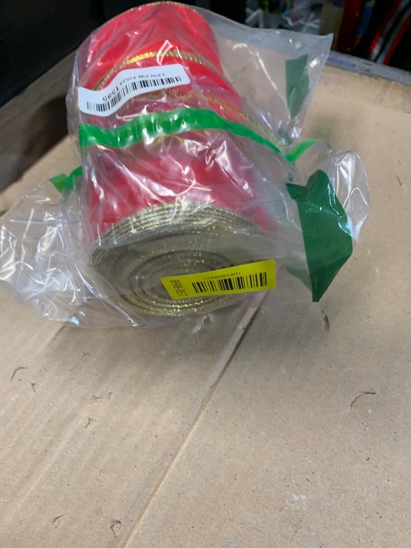 Photo 1 of **only one** Yungyan 3 Rolls 30 Yards Christmas Velvet Ribbon with Gold Edge 2.5 Inch Wide Wired Holiday Decorative Ribbon Fabric Ribbons for Xmas Tree Bow Wreath Making Gift Wrapping Craft(Red,Gold)