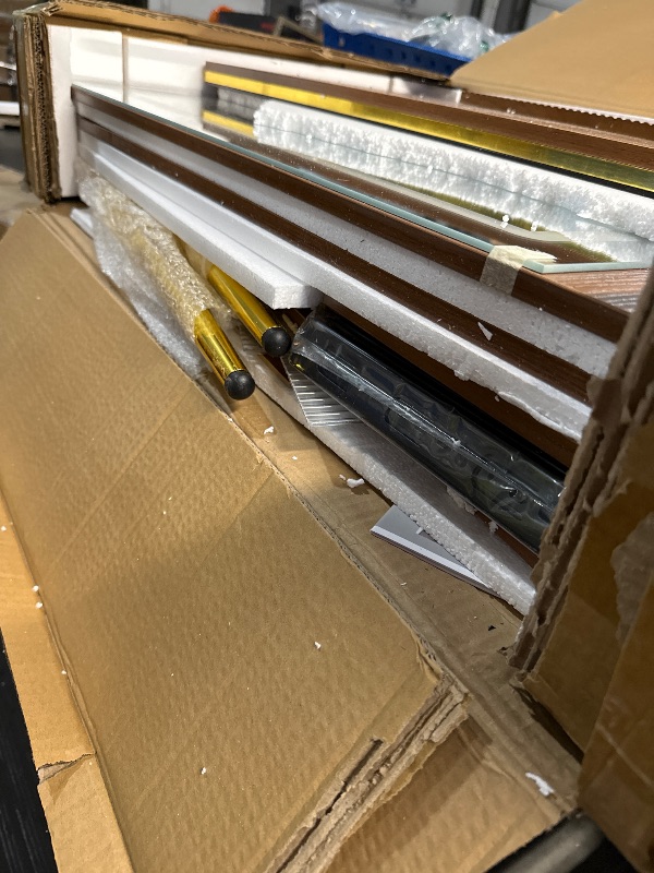 Photo 1 of ***Lights flicker ***
Arulvmrn Vanity Desk with 29.53" HD Lighted Mirror, 47.24" Big Modern Vanity Desk with Mirror and Lights, Makeup Vanity with 5 Drawers and Storage Shelves and Charging Station,Brown