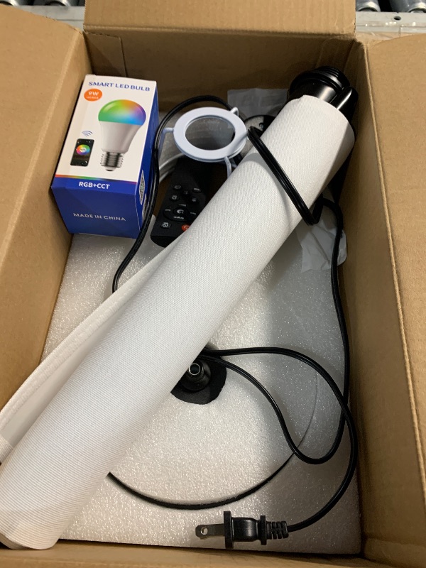 Photo 1 of ***(PARTS ONLY/ NON FUNCTIONAL)***Qaubauyt Smart LED Floor Lamp with APP Control & RGB Colors - Dimmable Standing Lamp for Living Room, Bedroom, Gaming - Remote, Timer, 9W Bulb Included, 67" Modern Tall Lamp (White)