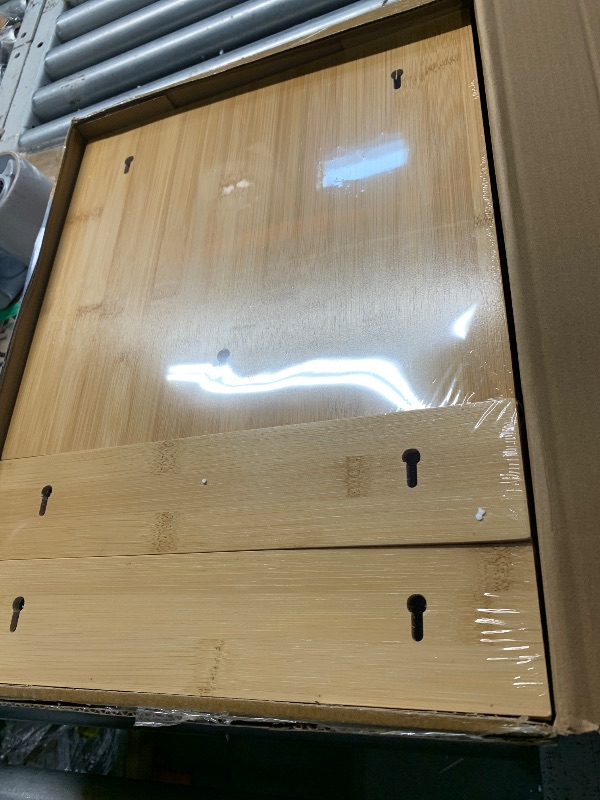 Photo 1 of ***(MISSING PARTS/ SEE NOTES FOR DETAILS)***WHOMASS 6-in-1 Magnetic Bamboo Drawer Organizer for Food Bags and Wraps Adjustable Compartment Storage with Dispenser and Cutter Fits Gallon Quart Sandwich and Snack Sizes