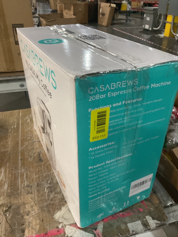 Photo 1 of CASABREWS 3700 Essential Espresso Machine 20 Bar, Stainless Steel Cappuccino & Latte Machine with Steam Frother for Home, 43.9oz Water Tank, Coffee Gift for Women & Men, Silver