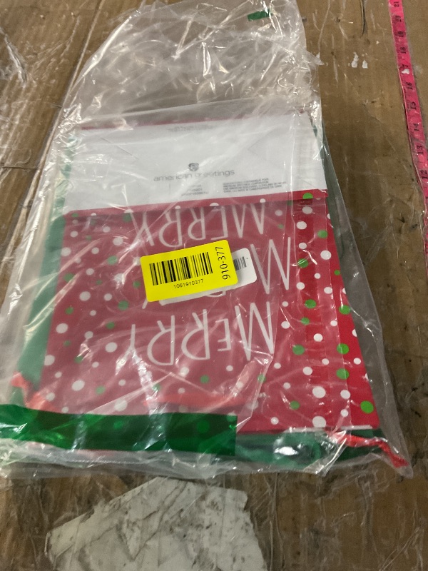 View 2 of ***(MISSING A BAG)***American Greetings 10" Medium Christmas Gift Bags, Santa, Ornaments, Stripes (4 Bags)