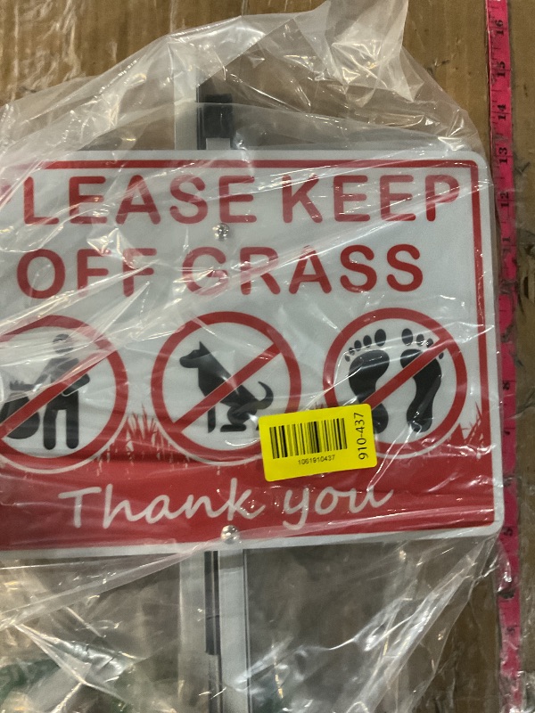 Photo 1 of (2 Pack) Keep Off Grass Sign, Stay Off Grass Signs for Yard, 8x28 Heavy Duty Aluminum Keep Off Grass Signs - Weather Resistant and Easy to Install with Long Stake (Red)