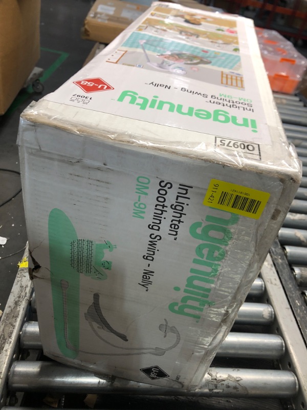 Photo 1 of Ingenuity InLighten 5-Speed Baby Swing - Swivel Infant Seat, 5 Point Safety Harness, Nature Sounds, Lights - Nally Owl